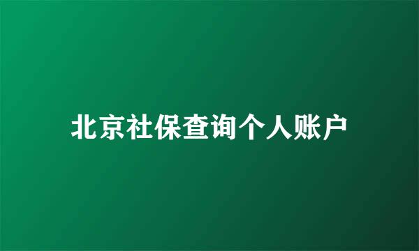 北京社保查询个人账户