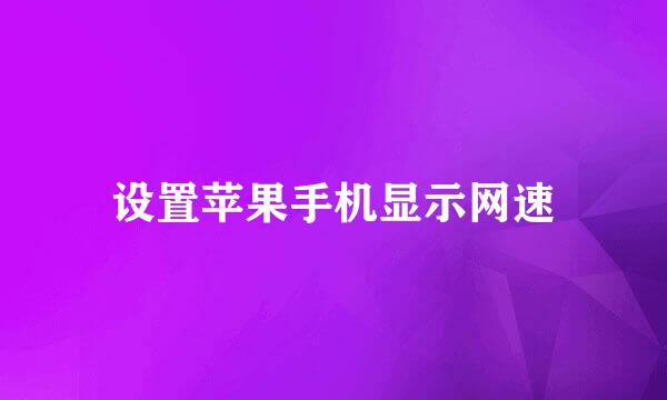 设置苹果手机显示网速