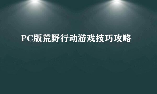 PC版荒野行动游戏技巧攻略