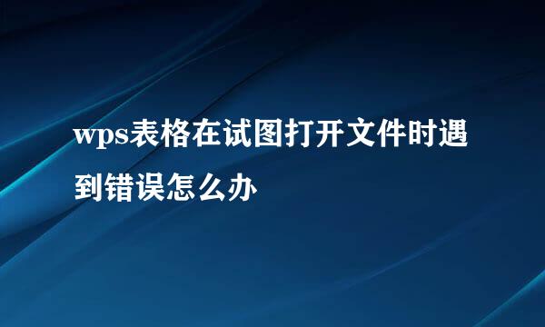 wps表格在试图打开文件时遇到错误怎么办