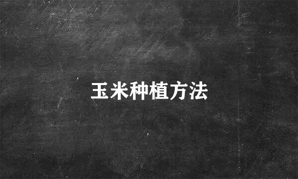 玉米种植方法