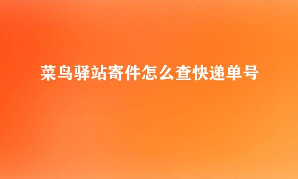 菜鸟驿站寄件怎么查快递单号