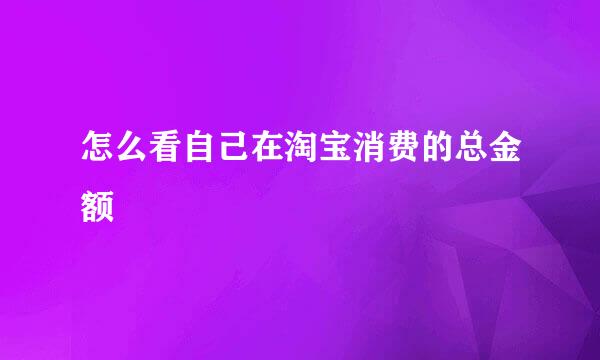 怎么看自己在淘宝消费的总金额