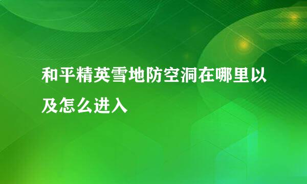 和平精英雪地防空洞在哪里以及怎么进入