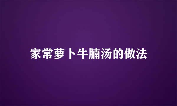 家常萝卜牛腩汤的做法