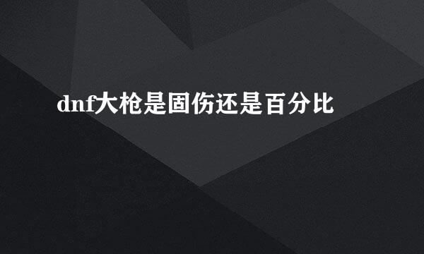 dnf大枪是固伤还是百分比