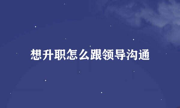 想升职怎么跟领导沟通