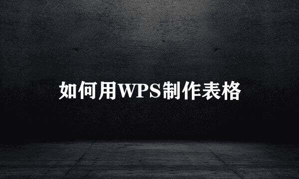 如何用WPS制作表格