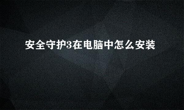 安全守护3在电脑中怎么安装