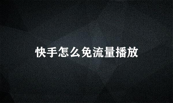快手怎么免流量播放