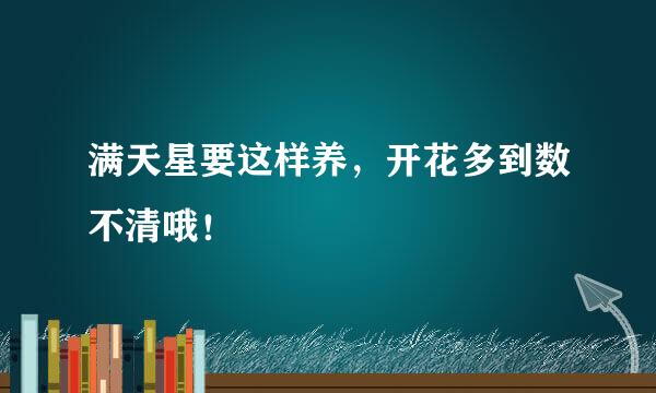 满天星要这样养，开花多到数不清哦！