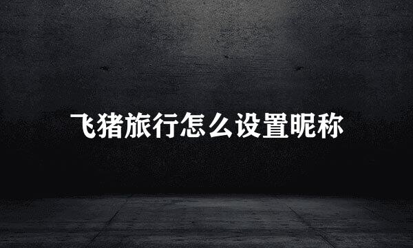 飞猪旅行怎么设置昵称
