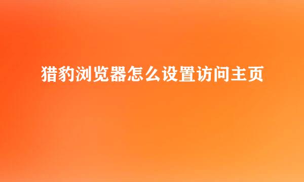 猎豹浏览器怎么设置访问主页