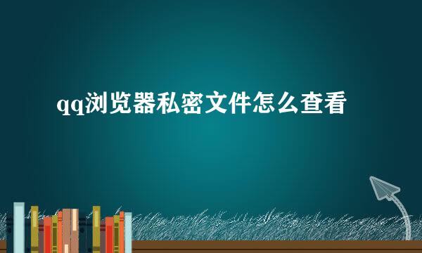 qq浏览器私密文件怎么查看
