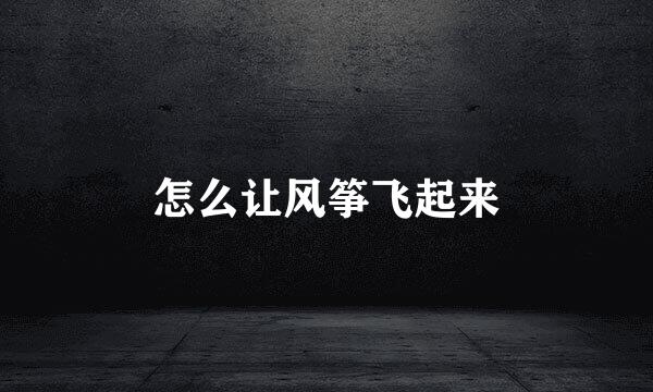 怎么让风筝飞起来