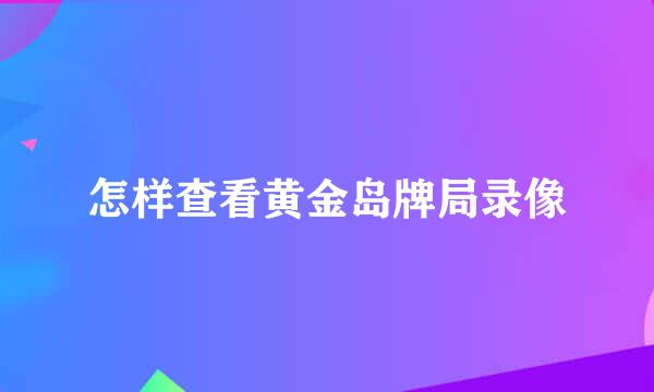 怎样查看黄金岛牌局录像