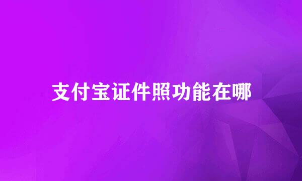 支付宝证件照功能在哪