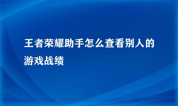 王者荣耀助手怎么查看别人的游戏战绩