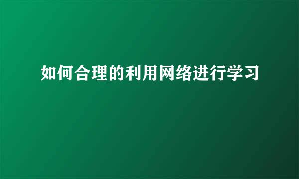 如何合理的利用网络进行学习