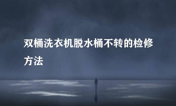 双桶洗衣机脱水桶不转的检修方法