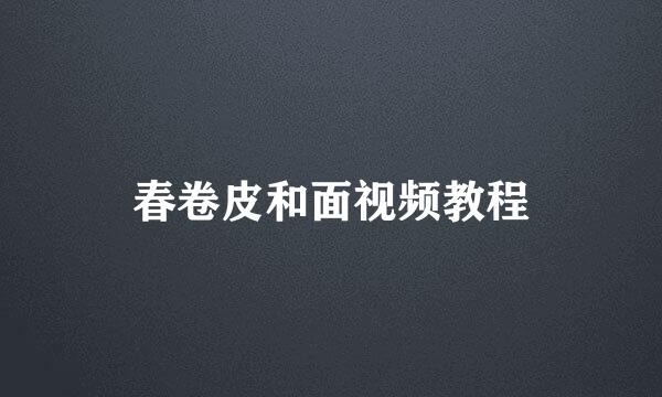 春卷皮和面视频教程