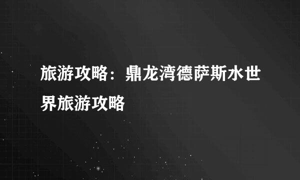 旅游攻略：鼎龙湾德萨斯水世界旅游攻略
