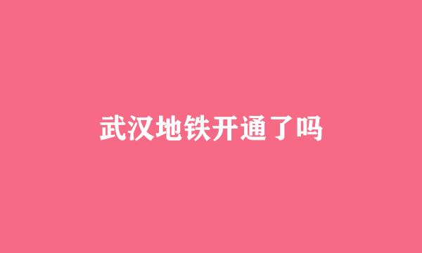 武汉地铁开通了吗