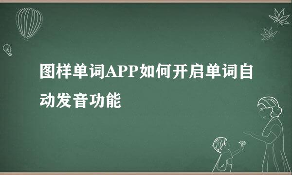 图样单词APP如何开启单词自动发音功能