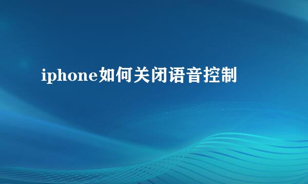 iphone如何关闭语音控制