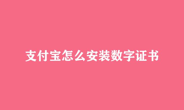 支付宝怎么安装数字证书