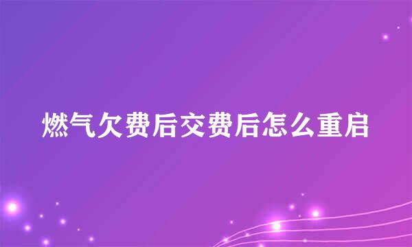 燃气欠费后交费后怎么重启