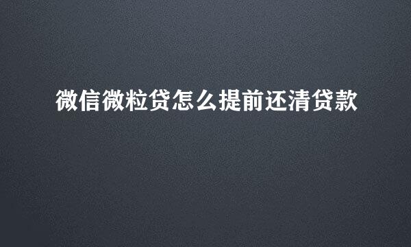 微信微粒贷怎么提前还清贷款