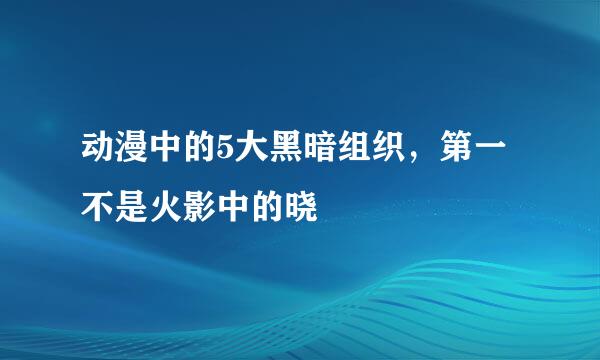 动漫中的5大黑暗组织，第一不是火影中的晓