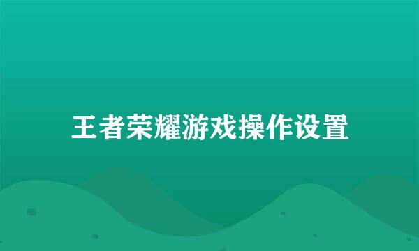 王者荣耀游戏操作设置