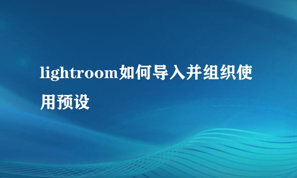 lightroom如何导入并组织使用预设