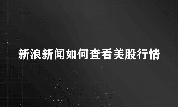 新浪新闻如何查看美股行情