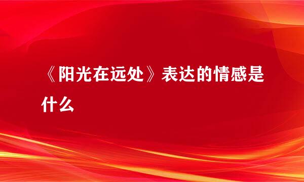《阳光在远处》表达的情感是什么