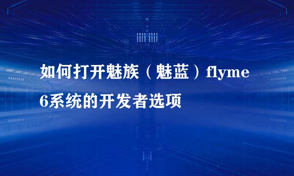 如何打开魅族（魅蓝）flyme6系统的开发者选项