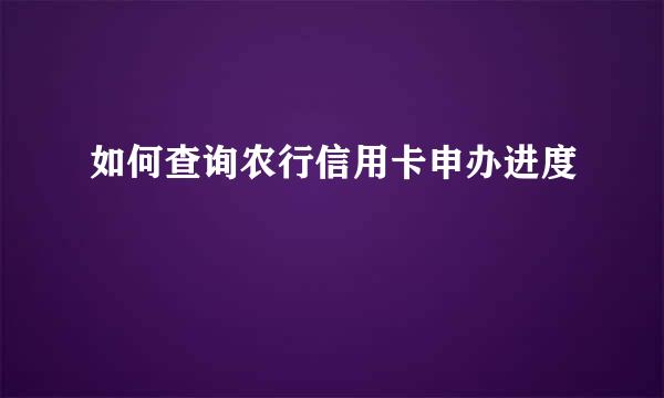 如何查询农行信用卡申办进度
