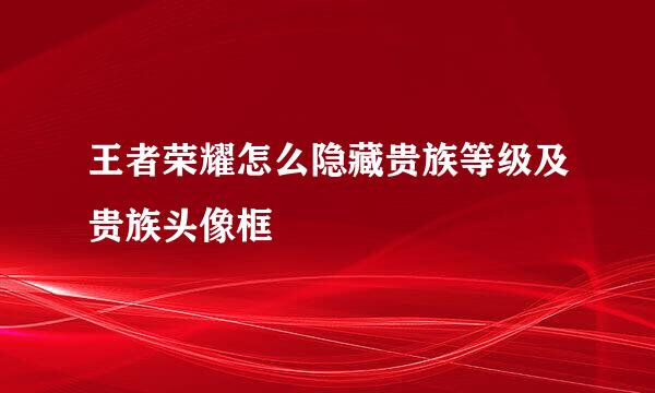 王者荣耀怎么隐藏贵族等级及贵族头像框