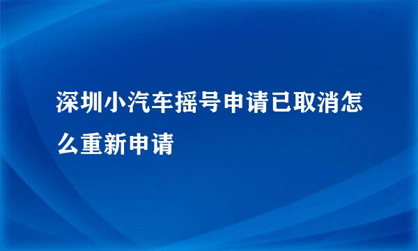 深圳小汽车摇号申请已取消怎么重新申请