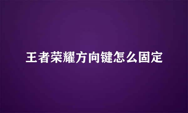 王者荣耀方向键怎么固定