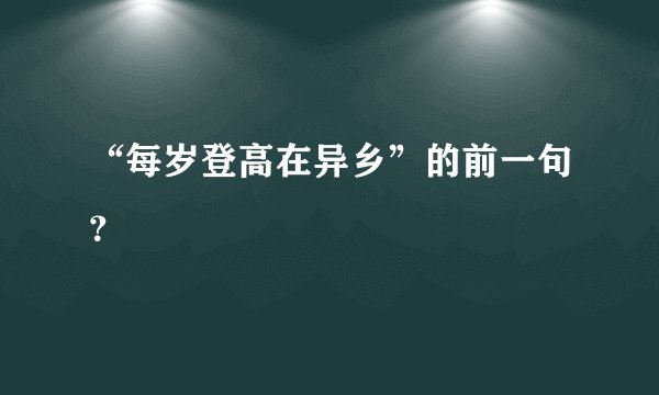 “每岁登高在异乡”的前一句？