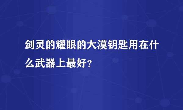 剑灵的耀眼的大漠钥匙用在什么武器上最好?