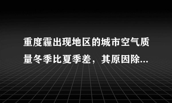 重度霾出现地区的城市空气质量冬季比夏季差，其原因除了不利的气象条件外，主要还有（　　）A.冬季汽车尾气排放B.冬季燃烧秸秆C.冬季燃煤取暖D.冬季工厂污染气体排放