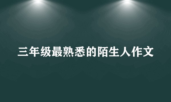 三年级最熟悉的陌生人作文