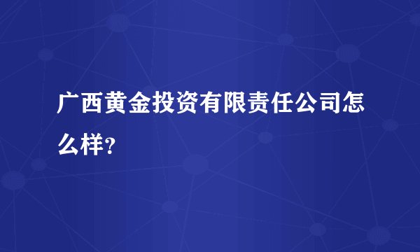 广西黄金投资有限责任公司怎么样？