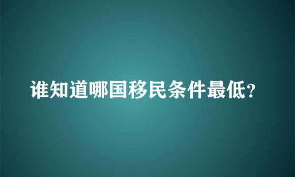 谁知道哪国移民条件最低？