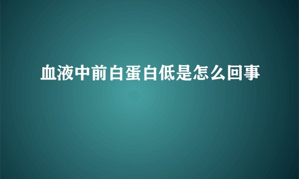 血液中前白蛋白低是怎么回事