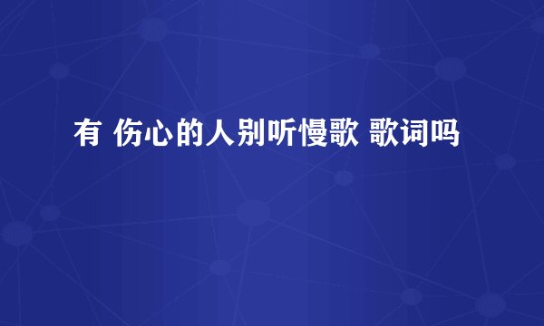 有 伤心的人别听慢歌 歌词吗